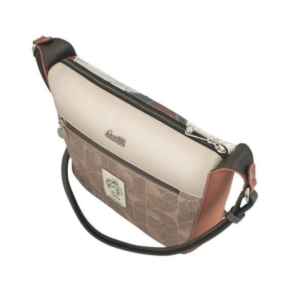 ANEKKE Mala de Tiracolo c/ Bolso Frontal Auralis Bege/Castanho | Ref. 280.42813-553