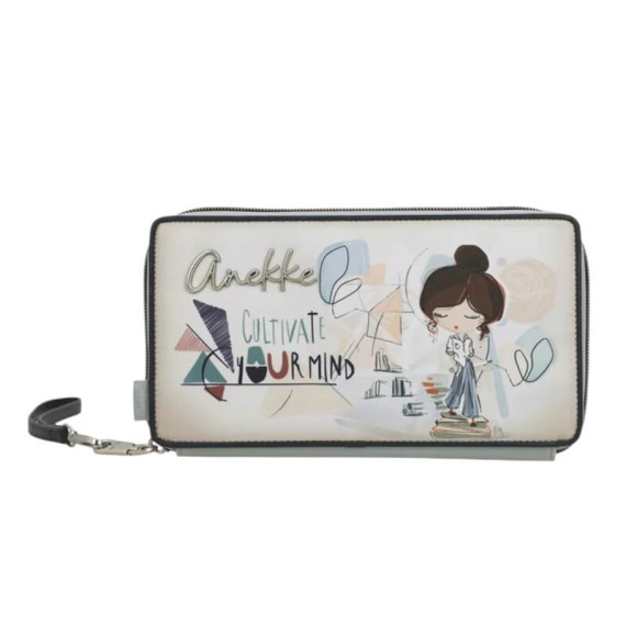 ANEKKE Carteira Passaporte RFID Sophia Bege/Cinza | Ref. 280.42589-002