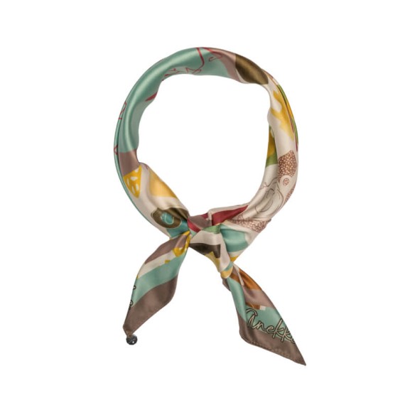 ANEKKE Lenço Quadrado Estampado Amphora Castanho / Azul | Ref. 280.42470-312