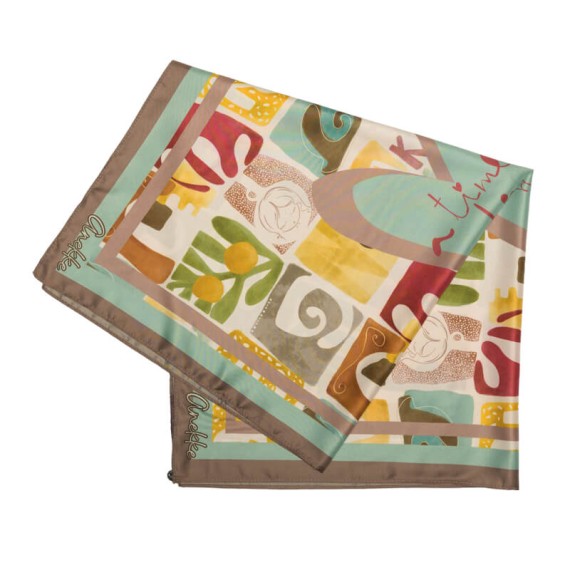 ANEKKE Lenço Quadrado Estampado Amphora Castanho / Azul | Ref. 280.42470-312