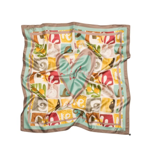 ANEKKE Lenço Quadrado Estampado Amphora Castanho / Azul | Ref. 280.42470-312