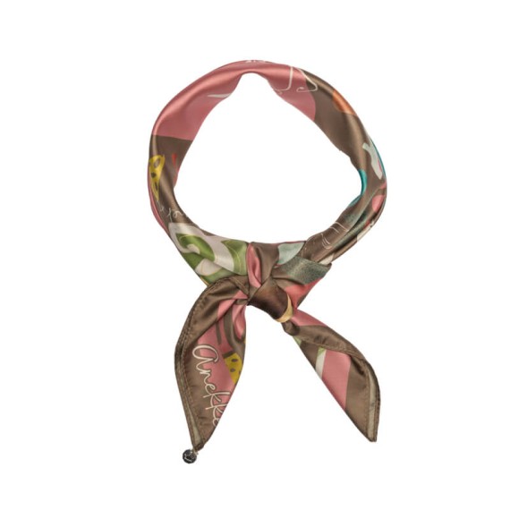 ANEKKE Lenço Quadrado Estampado Amphora Castanho / Rosa | Ref. 280.42470-311