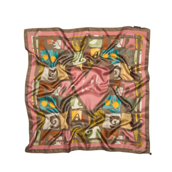 ANEKKE Lenço Quadrado Estampado Amphora Castanho / Rosa | Ref. 280.42470-311