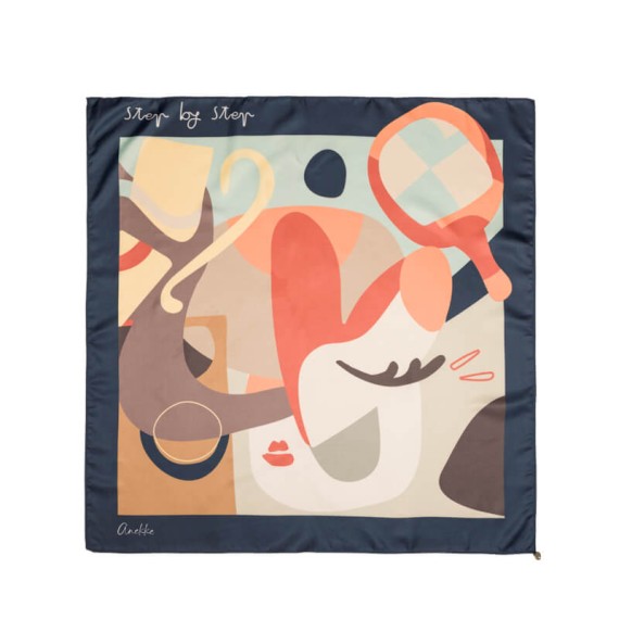 ANEKKE Lenço Quadrado Estampado Eikon Azul Escuro | Ref. 280.42470-317