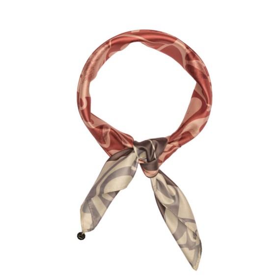 ANEKKE Lenço Quadrado Estampado Olympia Bege / Laranja | Ref. 280.42470-314