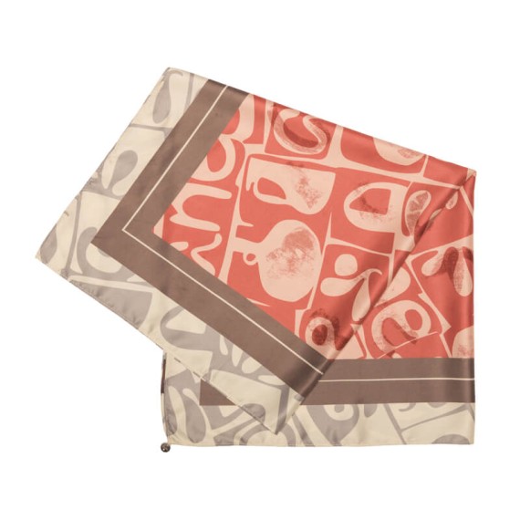 ANEKKE Lenço Quadrado Estampado Olympia Bege / Laranja | Ref. 280.42470-314