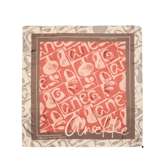 ANEKKE Lenço Quadrado Estampado Olympia Bege / Laranja | Ref. 280.42470-314