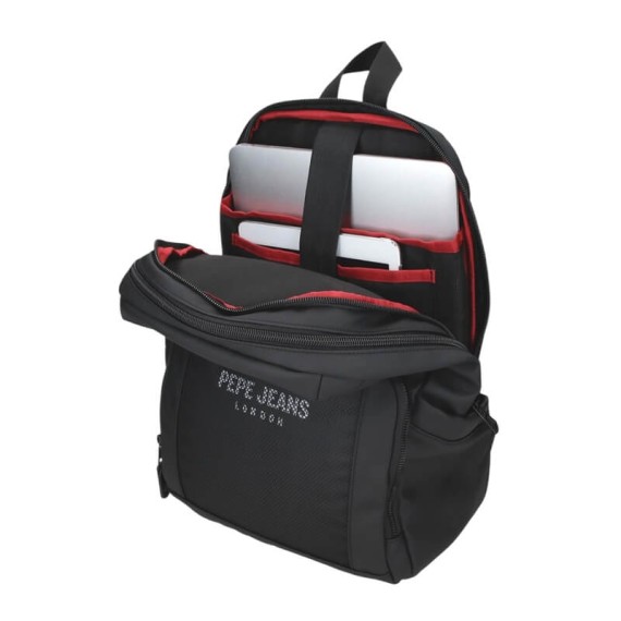 Mochila para Portátil 13.3" Adap. 2C PEPE JEANS Durham Preta | Ref. 186.7292041