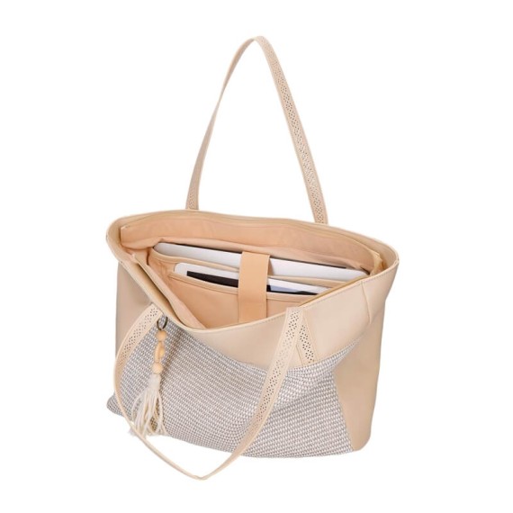 Saco de Ombro para Portátil/Tablet PEPE JEANS Clara Bege | Ref. 186.7397541