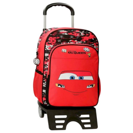Mochila Escolar 40cm Adap. c/ Carro CARS McQueen Red Vermelha | Ref. 186.42123V1