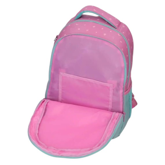 Mochila Escolar 42cm 3C c/ Carro STITCH Little Destruction Azul | Ref. 186.34724V1