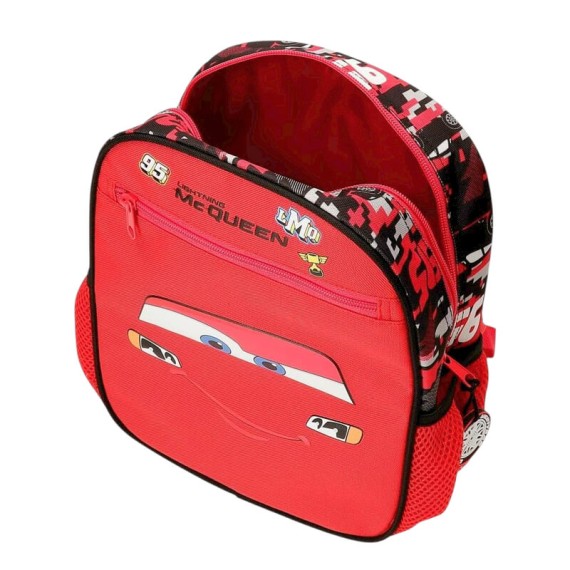 Mochila Pré-Escolar 28cm Adap. c/ Carro CARS McQueen Red Vermelha | Ref. 186.42121V1
