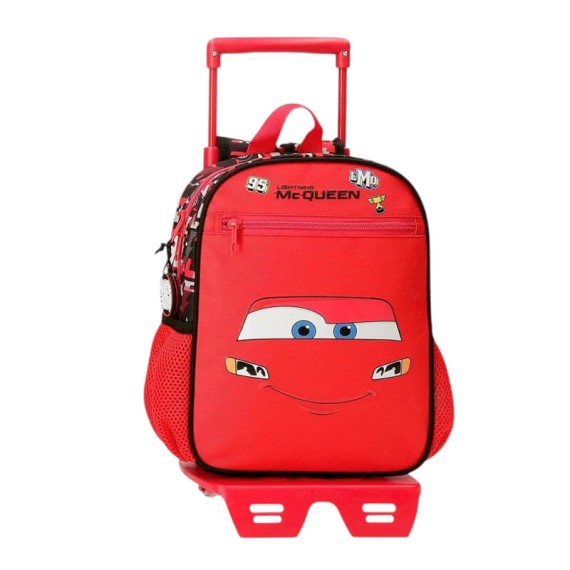 Mochila Pré-Escolar 28cm Adap. c/ Carro CARS McQueen Red Vermelha | Ref. 186.42121V1