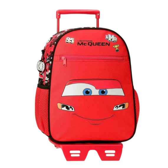 Mochila Pré-Escolar 33cm Adap. c/ Carro CARS McQueen Red Vermelha | Ref. 186.42122V1