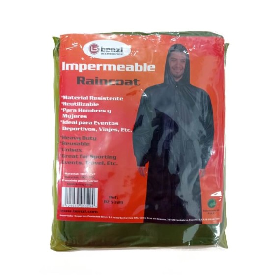 BENZI Capa / Casaco de Chuva Impermeável S/M BZ5329 Verde | Ref. 288.BZ5329VE-SM