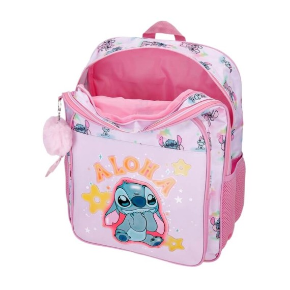 Mochila Adap. 40Cm 2C c/ Carro STITCH You & Me Malva, Modelo: Mochila 40cm 2C + Carro, Cor: Malva, 4 image