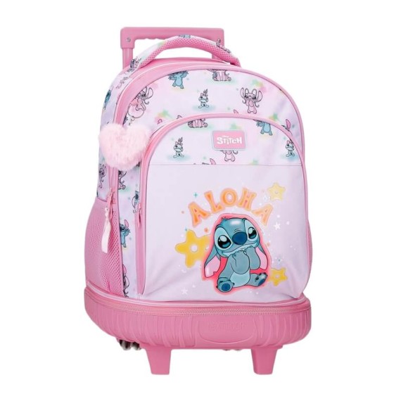 Mochila Escolar Compacta 2R STITCH You & Me Malva, Modelo: Mochila Compacta, Cor: Malva