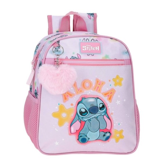Mochila Pré-Escolar Adap. 28Cm STITCH You & Me Malva | Ref. 186.43521F1
