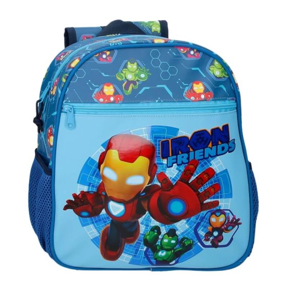 Mochila Pré-Escolar Adap. 33Cm IRON MAN Friends Azul 186.43722F1