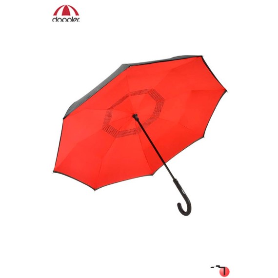 Guarda-Chuva Feminino Manual Invertido CRAZY  Preto/Vermelho Doppler - Ref. 300.73936301-1 Guarda-Chuva Feminino Manual Invertido CRAZY  Preto/Vermelho Doppler - Ref. 300.73936301-1