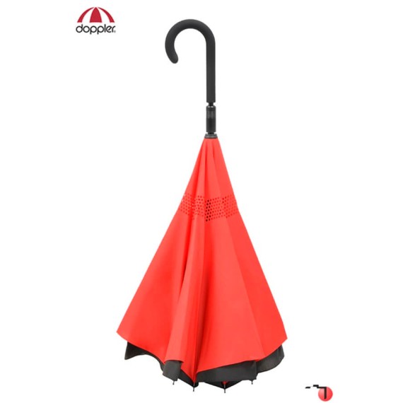 Guarda-Chuva Feminino Manual Invertido CRAZY  Preto/Vermelho Doppler - Ref. 300.73936301-2 Guarda-Chuva Feminino Manual Invertido CRAZY  Preto/Vermelho Doppler - Ref. 300.73936301-2