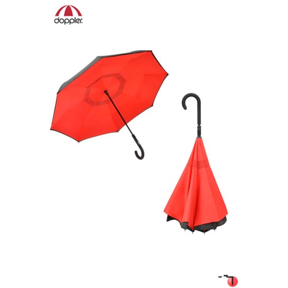 Guarda-Chuva Feminino Manual Invertido CRAZY  Preto/Vermelho Doppler - Ref. 300.73936301