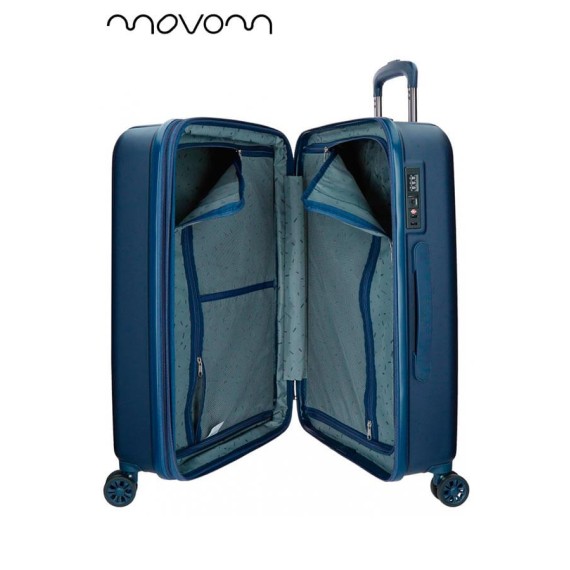 Mala de Viagem / Trolley Grande 75cm 4R Exp. MOVOM Wood Azul Marinho | Ref. 186.5319464C