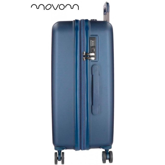 Mala de Viagem / Trolley Grande 75cm 4R Exp. MOVOM Wood Azul Marinho | Ref. 186.5319464C