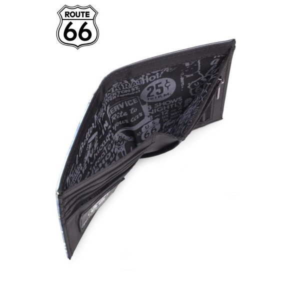 Carteira Porta-Notas Vertical com Porta-Moedas ROUTE 66 Preto  | Ref. 237.R1210601