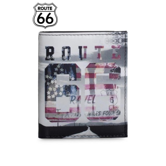 Carteira Porta-Notas Vertical com Porta-Moedas ROUTE 66 Preto  | Ref. 237.R1210601