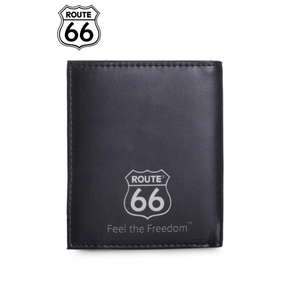 Carteira Porta-Notas Vertical com Porta-Moedas ROUTE 66 Preto  | Ref. 237.R1210601