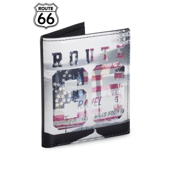 Carteira Porta-Notas Vertical com Porta-Moedas ROUTE 66 Preto  | Ref. 237.R1210601