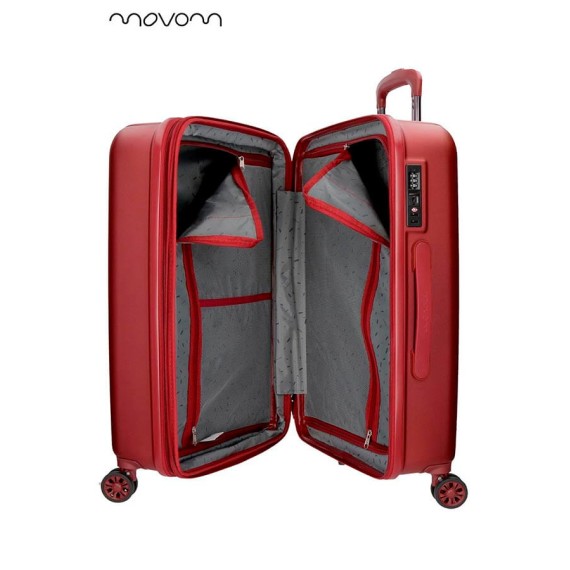 Mala de Viagem / Trolley Média 65cm 4R Exp. MOVOM Wood Vermelha | Ref. 186.5319466B