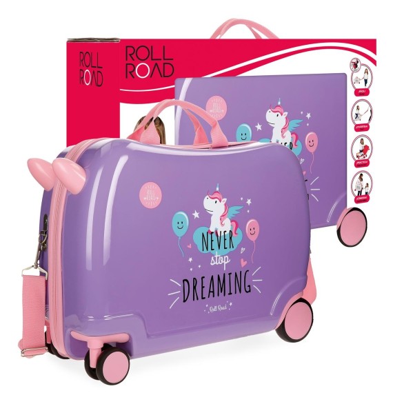 Roll Road Mala Infantil ABS 4 Rodas UNICORNIO Lilás - Ref. 186.44298C2