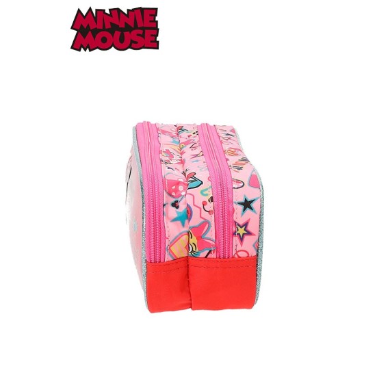 Estojo Escolar Duplo Compartimento Minnie Stickers - Ref. 186.2334261-3 Estojo Escolar Duplo Compartimento Minnie Stickers - Ref. 186.2334261-3