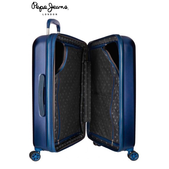 Pepe Jeans Mala/Trolley de Viagem Médio 4 Rodas Spinner 70cm Expansível CAMBRIDGE Azul - Ref. 186.5418963B-1