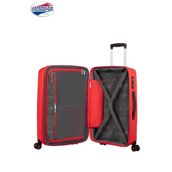 American Tourister Mala/Trolley de Viagem Grande 4 Rodas Spinner 77cm Expansível SUNSIDE Sunset Red - Ref. 9251G00300-1