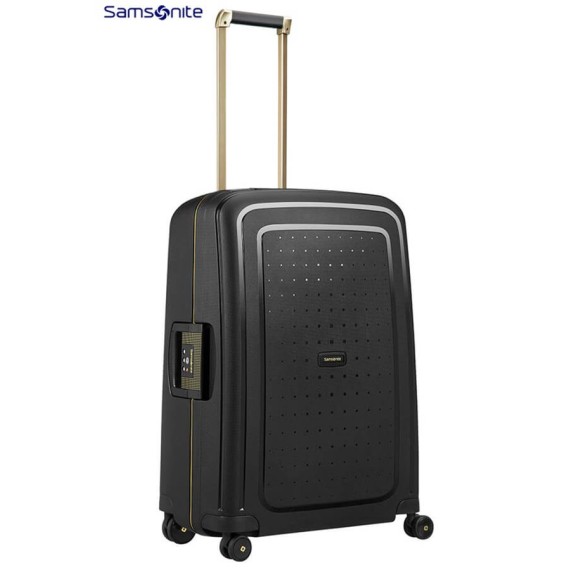 Samsonite Mala/Trolley de Viagem Médio 69cm 4 Rodas Spinner S’CURE DLX Black/Gold Deluscious  - Ref. 92U4400129