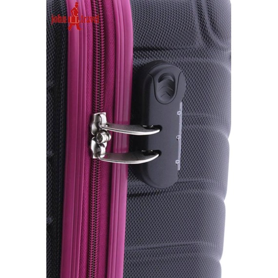 Mala/Trolley de Viagem Cabine 4 Rodas Spinner 55cm JOHN TRAVEL Preto/Fuchsia - Ref. 225.382001-2