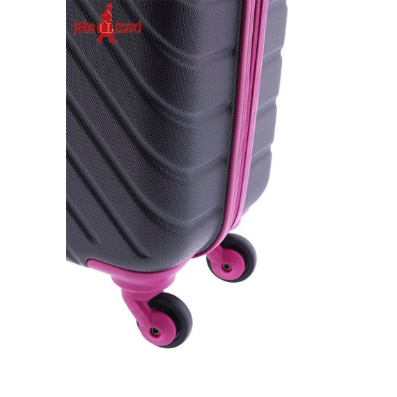 Mala/Trolley de Viagem Cabine 4 Rodas Spinner 55cm JOHN TRAVEL Preto/Fuchsia - Ref. 225.382001-3