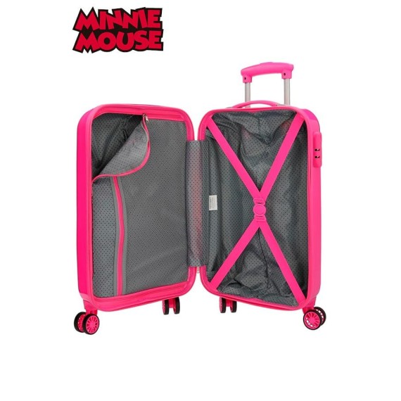 Mala/Trolley de Viagem Cabine 4 Rodas Spinner 55cm MINNIE HAPPY HELPERSS Rosa - Ref. 186.22314E1-1