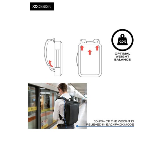 XD Design Mochila/Pasta para Portátil 15.6’’ Anti-roubo Bobby Bizz Preto - Ref. 309.P705571-3