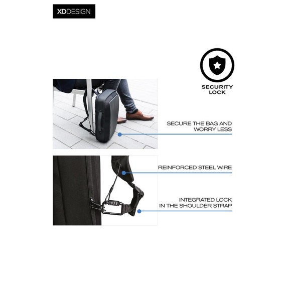 XD Design Mochila/Pasta para Portátil 15.6’’ Anti-roubo Bobby Bizz Preto - Ref. 309.P705571-6