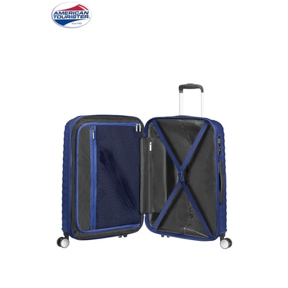 American Tourister Mala/Trolley Viagem Médio 67cm 4 Rodas Spinner Expansível JETGLAM Metallic Blue - Ref. 9271G00261