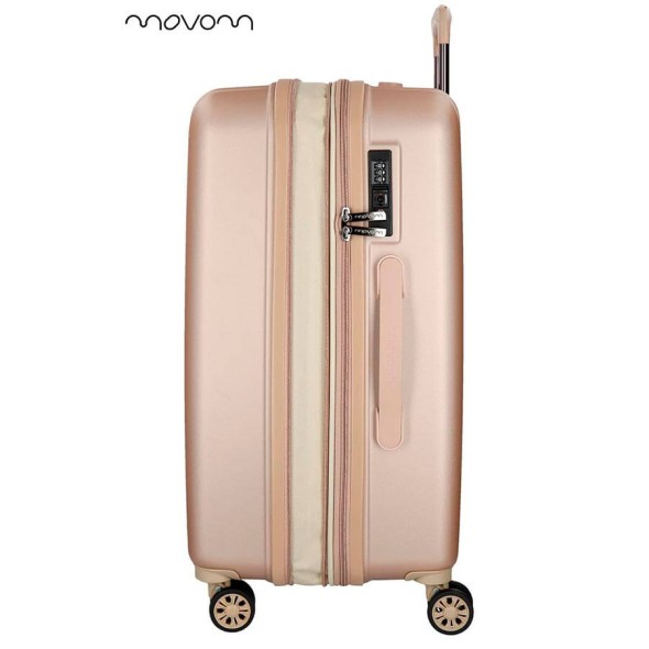 Mala/Trolley de Viagem Médio 65cm 4 Rodas Spinner Expansível Movom WOOD Champanhe | Ref. 186.5319465B