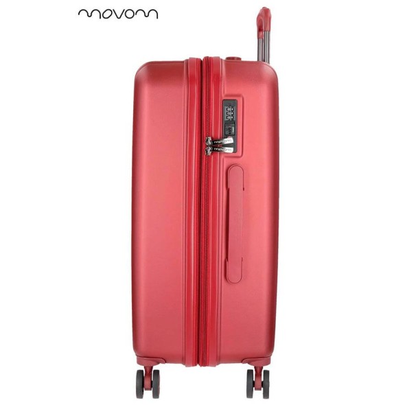 Mala/Trolley de Viagem Médio 65cm 4 Rodas Spinner Expansível Movom WOOD Vermelho | Ref. 186.5319466B