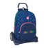 Mochila Escolar 46Cm c/ Carro Evolution BENETTON Damero Azul Marinho | Ref. 248.612550860