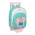 Mochila Infantil 34Cm c/ Carro PEPPA PIG Pretty Flowers Turquesa | Ref. 248.612390020