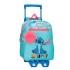 Mochila Pré-Escolar Adap. 28cm c/ Carro STITCH Aloha Azul | Ref. 186.49521T2