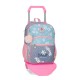 Mochila Escolar Adapt. 38cm C/ Carro Enso DAISY Azul | Ref. 186.92522T1